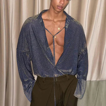 AIDASE  -  Autumn Winter New Man High Street Lace-up Trendy Tops Sexy Niche Chic Casual Turn-Down Collar Long Sleeve Shirts Ins W12517 aidase-shop